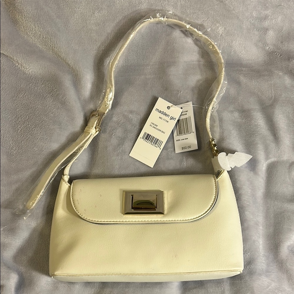 Madden Girl Cream Shoulder Bag